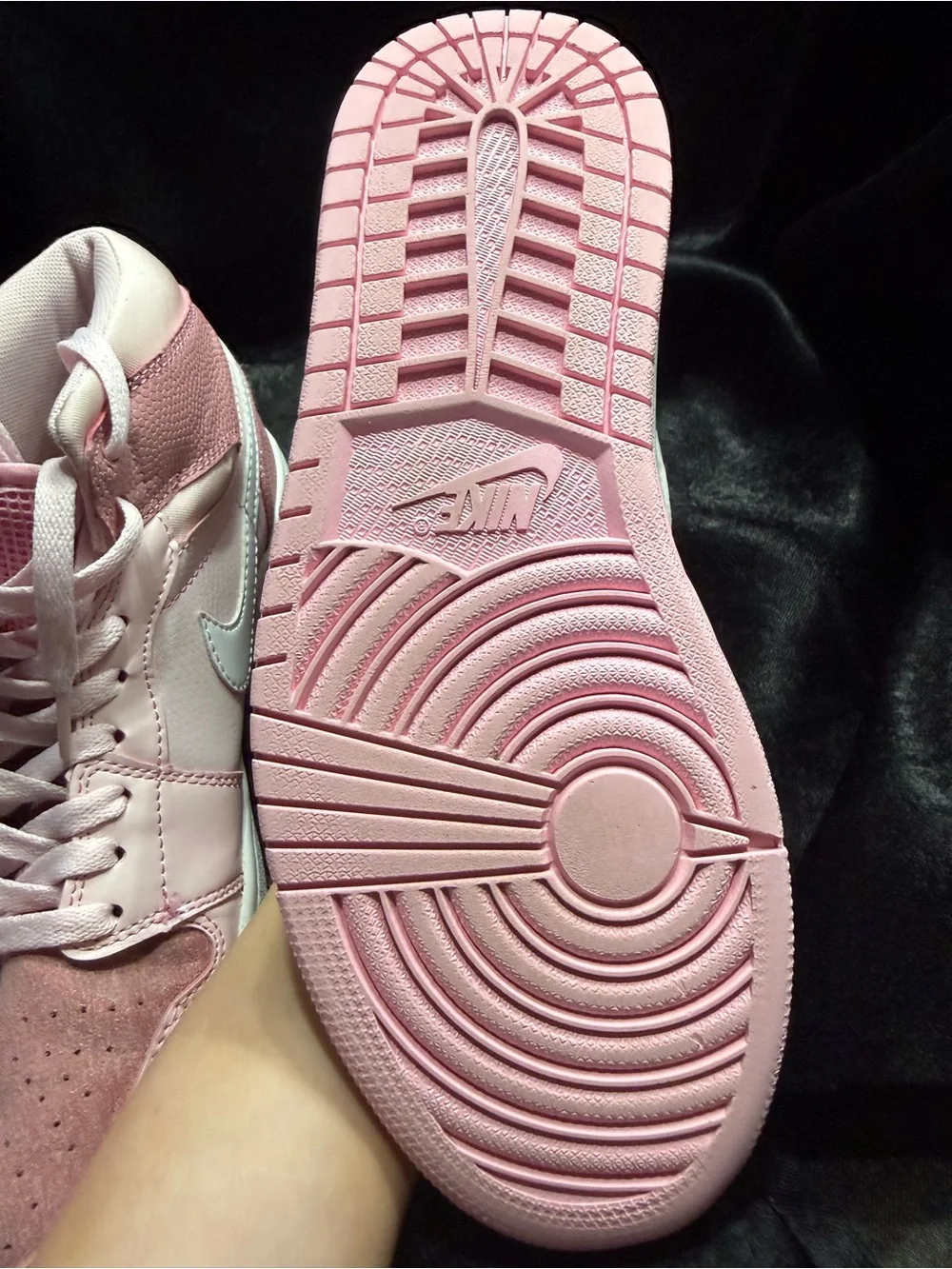 Jordan Women's Mid-Top Sneakers in Light Pink and White-9.5 women's